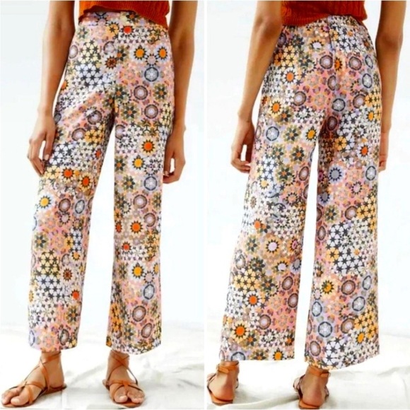 Anthropologie Kaleidoscope Geometric Wide Leg Pants Sz 8P PETITE - Picture 1 of 8
